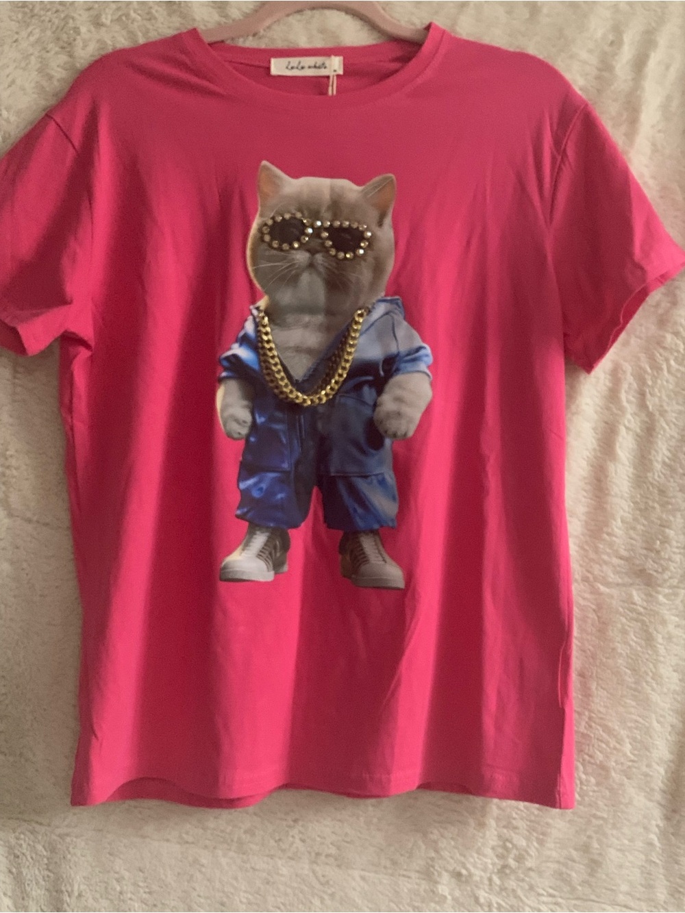 Pink Cat Graphic Pet Tee